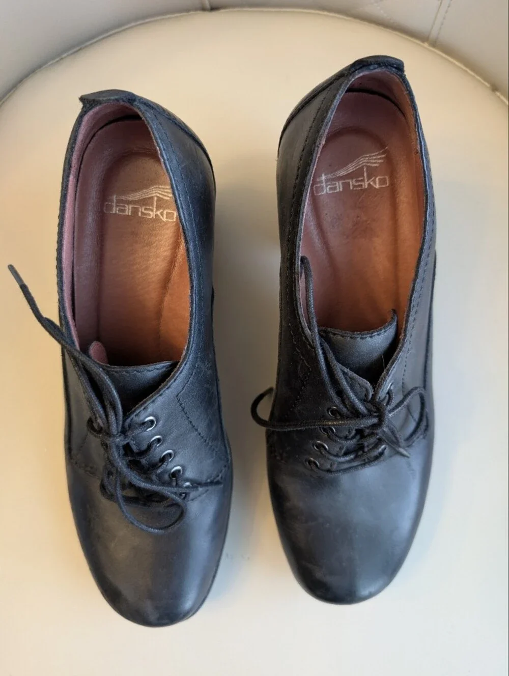 Dansko Pennie Women's Sz 7.5/38  Black Leather Lace-Up Dress Shoes